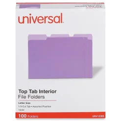 File Folders|Universal File Folder, Letter Size, Violet, 100/Box (UNV12305)
