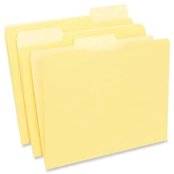 File Folders|Universal File Folder, Straight Cut, Letter Size, Yellow, 100/Box (UNV12304)