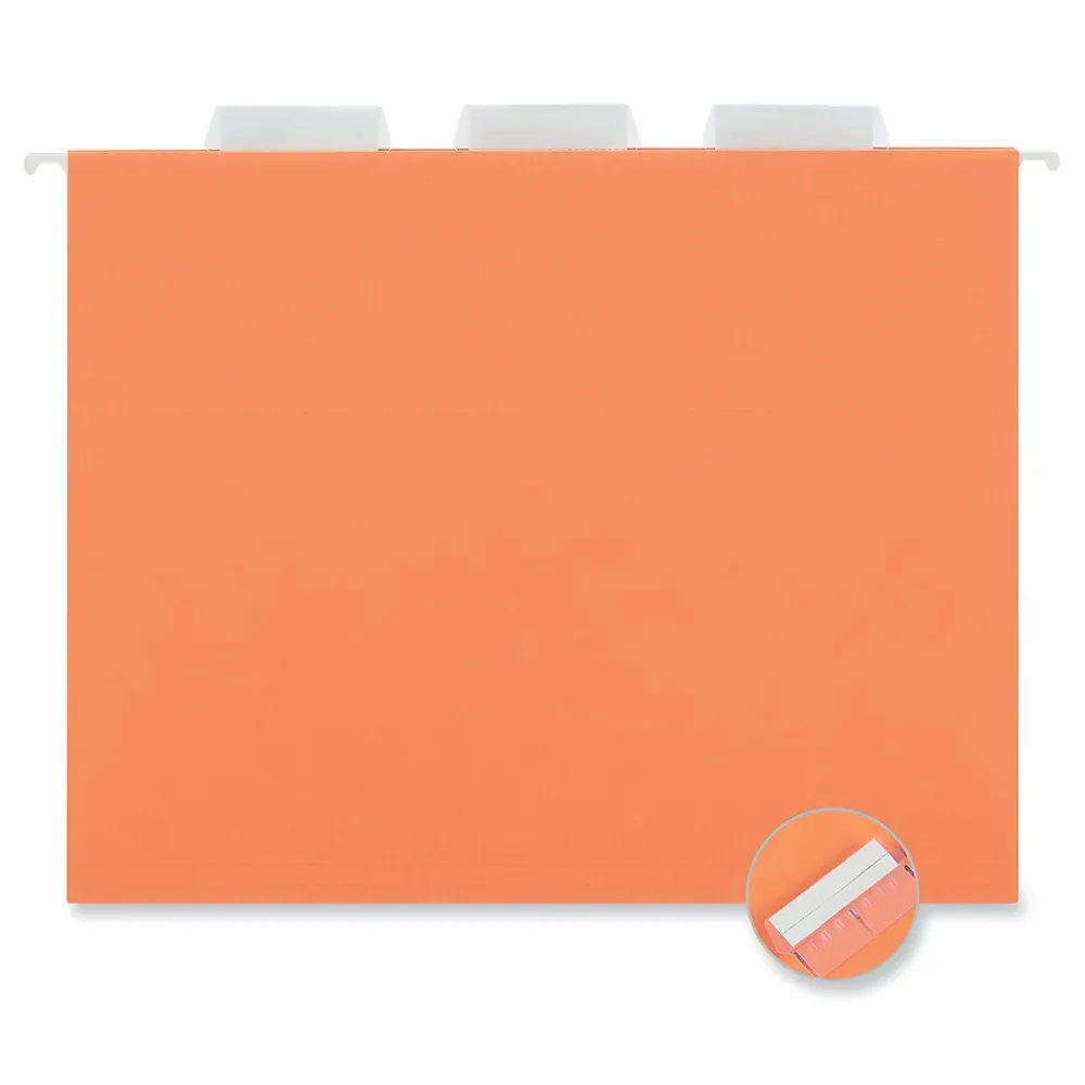 Hanging File Folders|Universal Hanging File Folder, Letter Size, Orange, 25/Box (UNV14122)