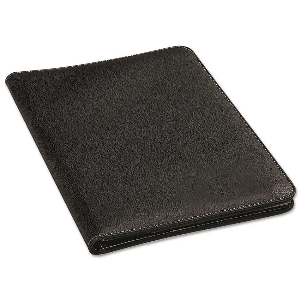 Leather-Look Pad Folio Leather Padfolio, Black (UNV32660)<Universal Best