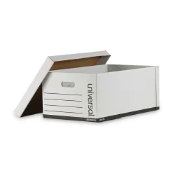 File Storage|Universal Medium Duty Corrugated File Box with Lift Off Lid, Legal Size, White, 12/Carton (UNV95221)