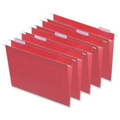 Hanging File Folders|Universal Recycled Hanging File Folder, Letter Size, Red, 25/Box (UNV14118)