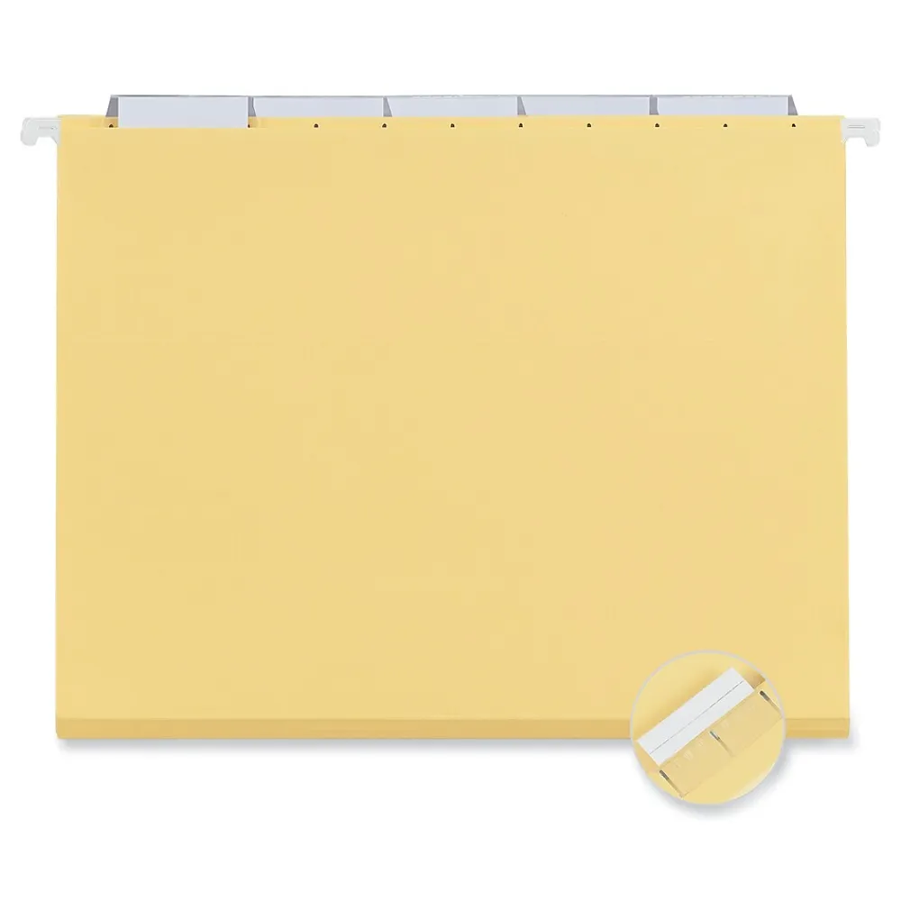 Hanging File Folders|Universal Recycled Hanging File Folder, Letter Size, Yellow, 25/Box (UNV14119)