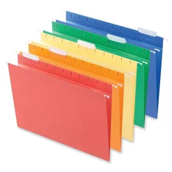 Hanging File Folders|Universal Recycled Hanging File Folders, Letter Size, Assorted Colors, 25/Box (UNV14121)