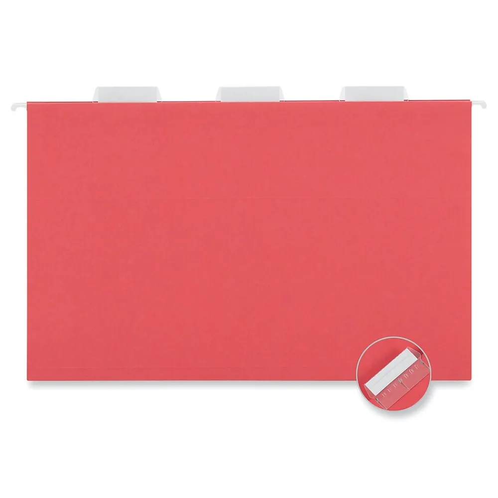 Hanging File Folders|Universal Recycled Hanging File Folder, Legal Size, Red, 25/Box (UNV14218)