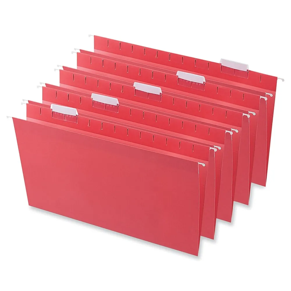 Hanging File Folders|Universal Recycled Hanging File Folder, Legal Size, Red, 25/Box (UNV14218)