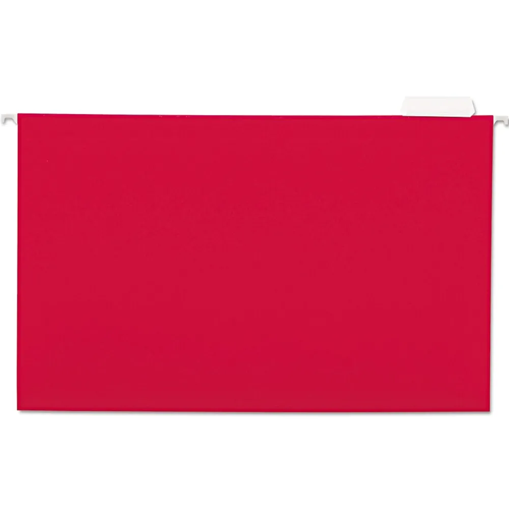 Hanging File Folders|Universal Recycled Hanging File Folder, Legal Size, Red, 25/Box (UNV14218)