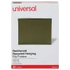 Hanging File Folders|Universal Recycled Hanging File Folder, 1/3 Cut Tab, Letter Size, Standard Green, 25/Box (UNV24113)