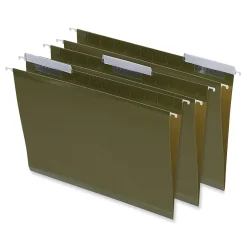 Hanging File Folders|Universal Recycled Hanging File Folder, 1/3 Cut Tab, Letter Size, Standard Green, 25/Box (UNV24113)