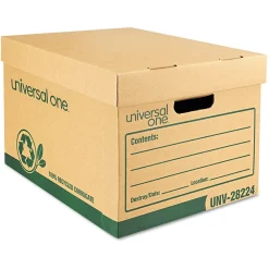File Storage|Universal Recycled Record Storage Boxes, Letter, 12" x 10" x 15", Kraft, 12/Ct