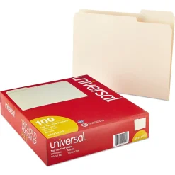 File Folders|Universal Top Tab File Folders, 1 Tab, Letter Size, Manila, 100/Box (UNV12113)