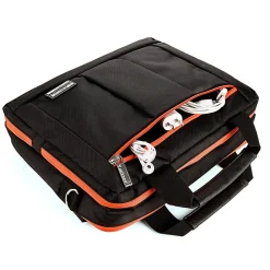 Laptop Briefcase, Black/Orange Nylon (PT_NBKLEA284_17)<Vangoddy Best
