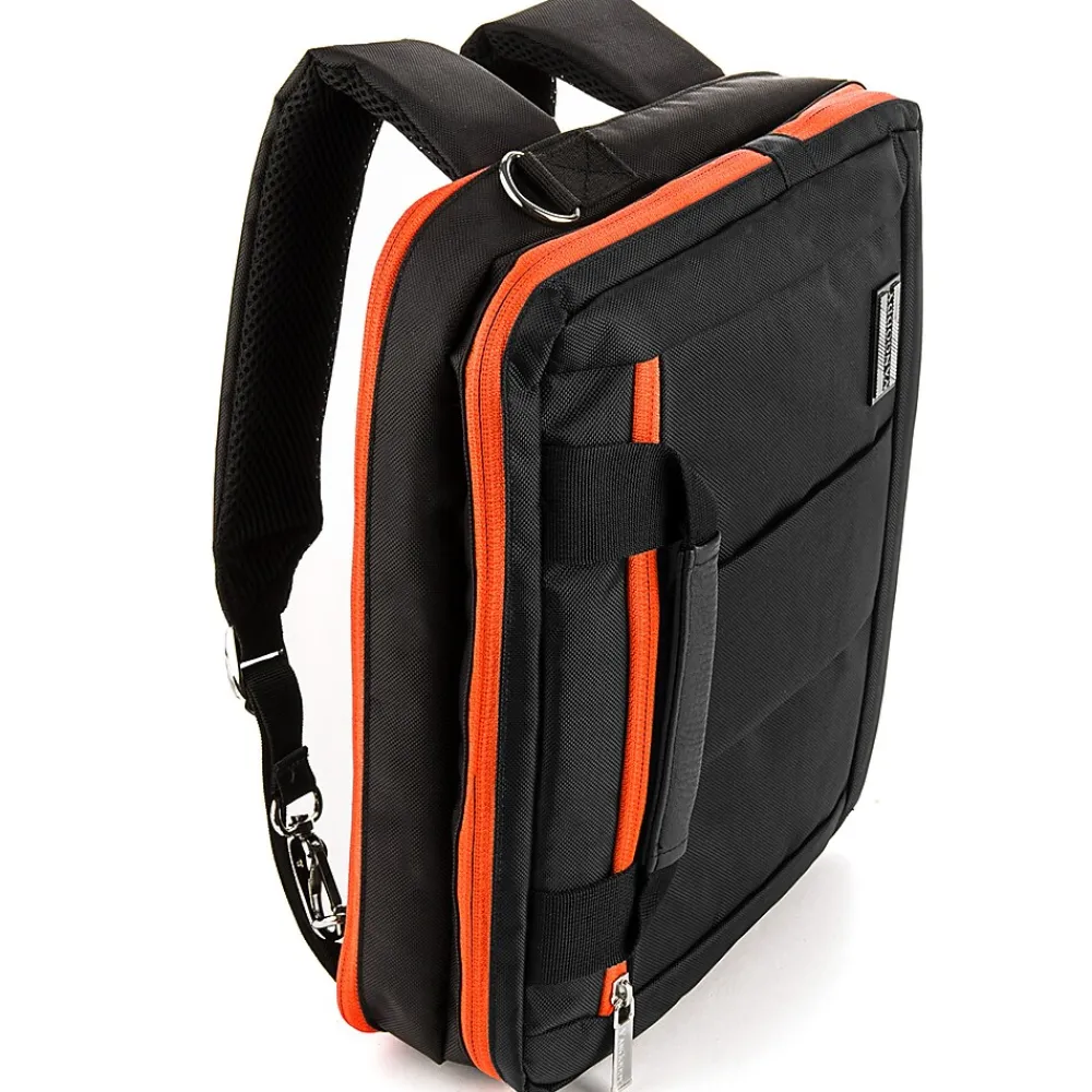 Laptop Briefcase, Black/Orange Nylon (PT_NBKLEA294_17)<Vangoddy Outlet