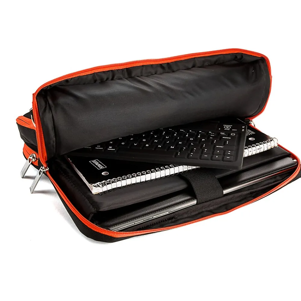 Laptop Briefcase, Black/Orange Nylon (PT_NBKLEA294_17)<Vangoddy Outlet