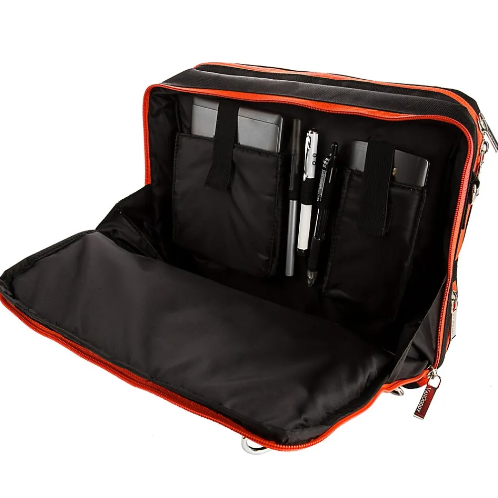 Laptop Briefcase, Black/Orange Nylon (PT_NBKLEA294_17)<Vangoddy Outlet