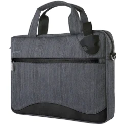 Laptop Messenger, Black/Gray Nylon (NBKLEA608)<Vangoddy Clearance