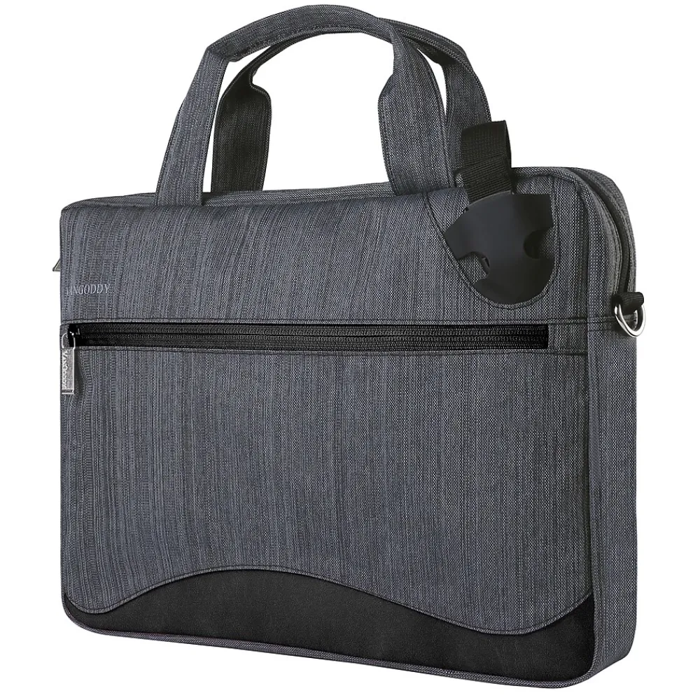Laptop Messenger, Black/Gray Nylon (NBKLEA608)<Vangoddy Clearance