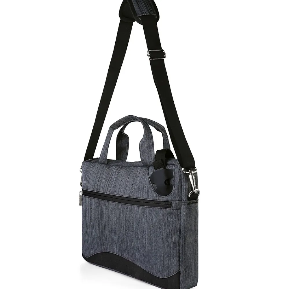 Laptop Messenger, Black/Gray Nylon (NBKLEA608)<Vangoddy Clearance