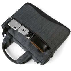 Laptop Messenger, Black/Gray Nylon (NBKLEA608)<Vangoddy Clearance
