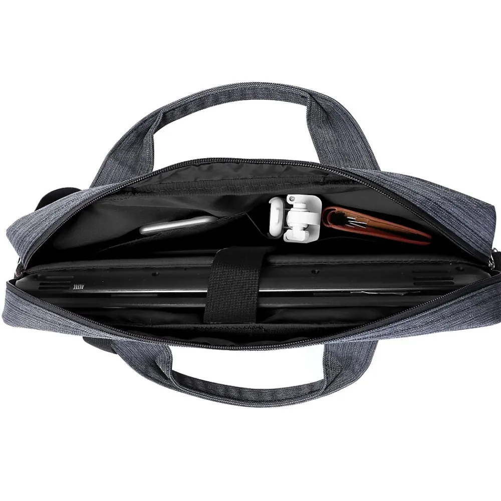 Laptop Messenger, Black/Gray Nylon (NBKLEA608)<Vangoddy Clearance