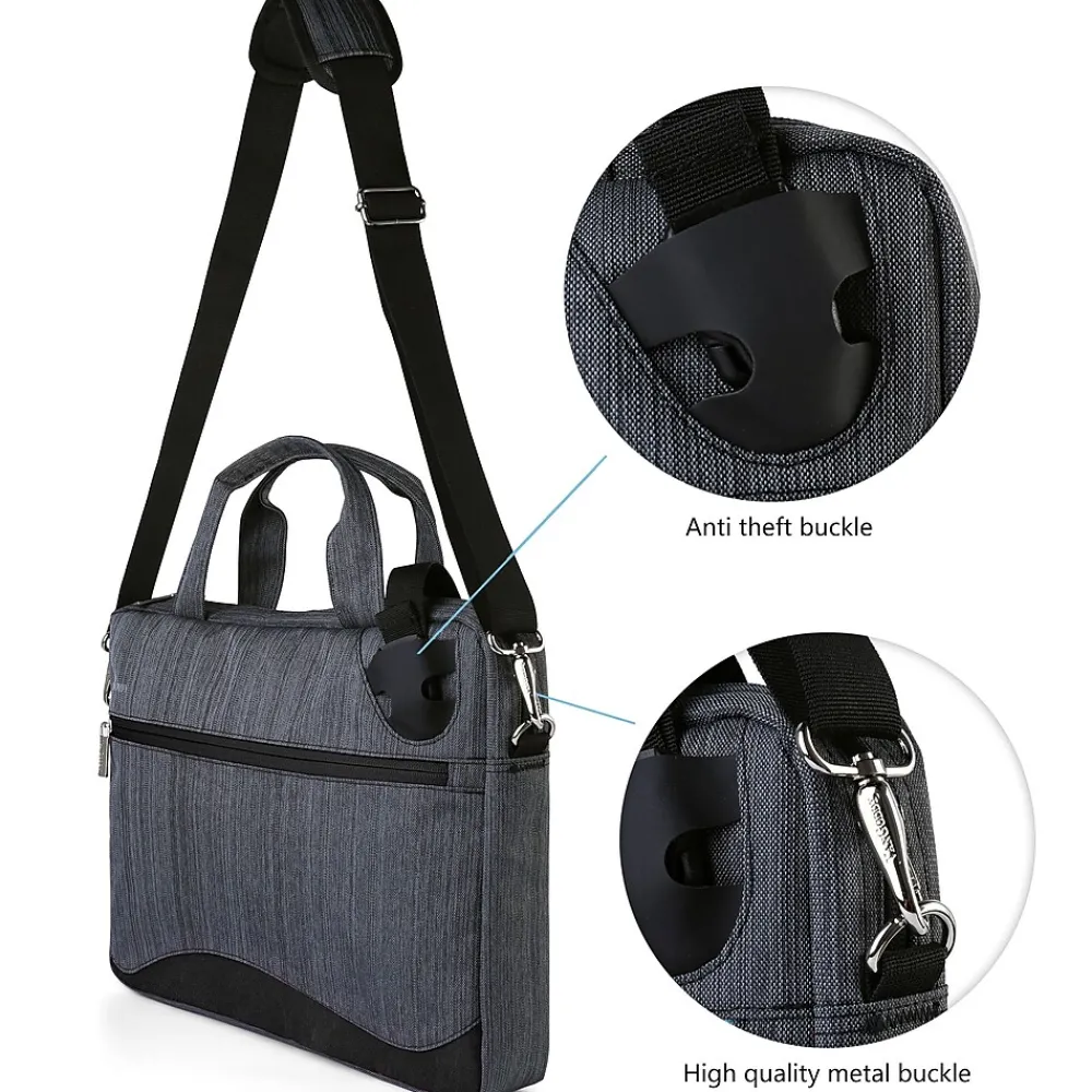 Laptop Messenger, Black/Gray Nylon (NBKLEA608)<Vangoddy Clearance