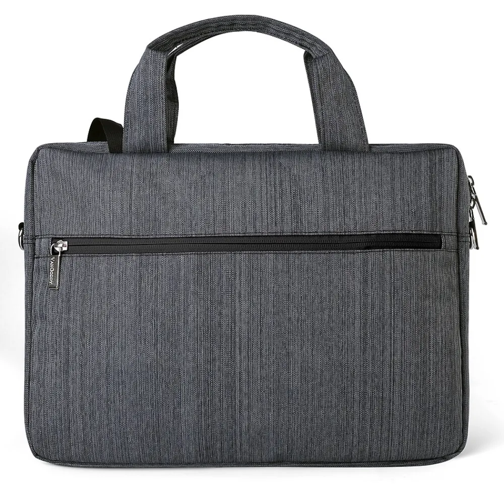Laptop Messenger, Black/Gray Nylon (NBKLEA608)<Vangoddy Clearance