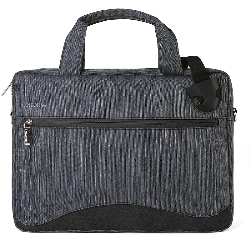 Laptop Messenger, Black/Gray Nylon (NBKLEA608)<Vangoddy Clearance