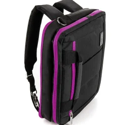 Nylon Backpack Messenger Shoulder Bag Case for 11 to 12 Inch Laptop, Black Purple (PT_NBKLEA275_17)<Vangoddy New