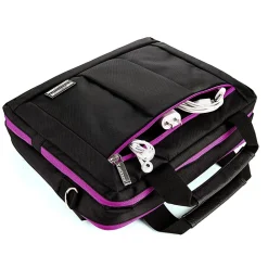 Nylon Backpack Messenger Shoulder Bag Case for 11 to 12 Inch Laptop, Black Purple (PT_NBKLEA275_17)<Vangoddy New
