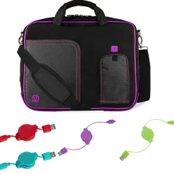 Laptop Bags|Vangoddy Office Busines Travel 14" Nylon Water Resistant Laptop Bag, Black/Purple (PT_000001247)