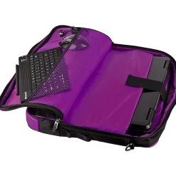 Pindar Laptop Sleeve Messenger Shoulder Bag Fits up to 15" Laptops - Large (Black and Purple)<Vangoddy Discount