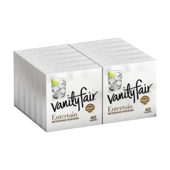 Vanity Fair Entertain Beverage Beverage Napkin, 2-ply, White, 40 Napkins/Pack, 12/Carton (35134)
