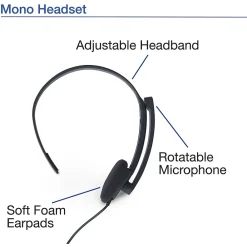 Outlet Verbatim Mono Headset, Over-the-Head, Black (70722)