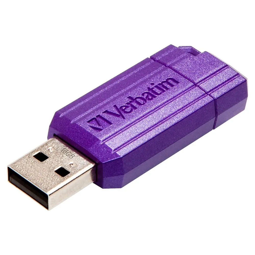 Sale Verbatim PinStripe 16GB USB 2.0 Type A Flash Drive, Violet (98045)