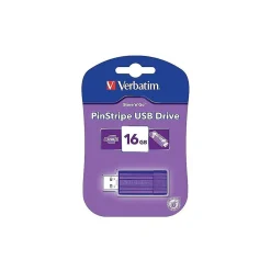 Sale Verbatim PinStripe 16GB USB 2.0 Type A Flash Drive, Violet (98045)