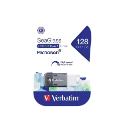 Hot Verbatim SeaGlass 128GB USB 3.2 Type A Flash Drive, Gray (70909)