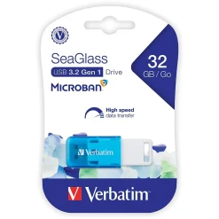 Online Verbatim SeaGlass 32GB USB 3.2 Type A Flash Drive, Blue (71268)