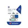 Online Verbatim Store 'n' Flip 32GB USB 2.0 Type A Flash Drive, Mint/Blue (70061)