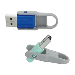 Online Verbatim Store 'n' Flip 32GB USB 2.0 Type A Flash Drive, Mint/Blue (70061)