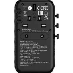 UTA-10 GaN III Universal Travel Adapter 140W – USB-C, USB-A<Verbatim Hot
