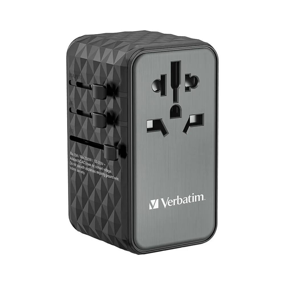 UTA-06 Plastic Travel Power Adapter, Black (32121)<Verbatim Discount