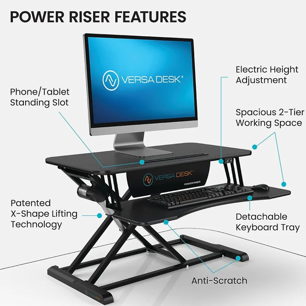 Standing Desks*VersaDesk Power Riser 32"W Electric Adjustable Standing Desk Converter, Black (VDPR3124-BB)