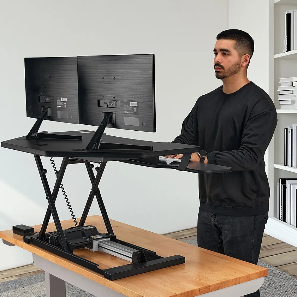 Standing Desks*VersaDesk PowerPro 36"W Electric Adjustable Standing Corner Desk Converter, Black (VT77136330101)