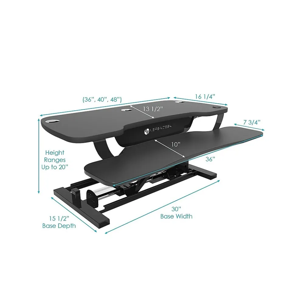 Standing Desks*VersaDesk PowerPro 48"W Electric Adjustable Standing Desk Converter, Black (SP7644824-00-01)