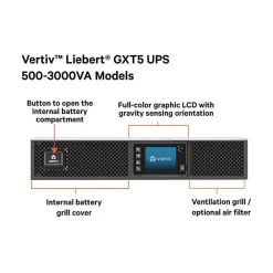 Vertiv Liebert GXT5 2000VA 6-Outlet On-Line UPS, Black (GXT5-2000LVRT2UXLN)