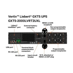Vertiv Liebert GXT5 2000VA 6-Outlet On-Line UPS, Black (GXT5-2000LVRT2UXLN)
