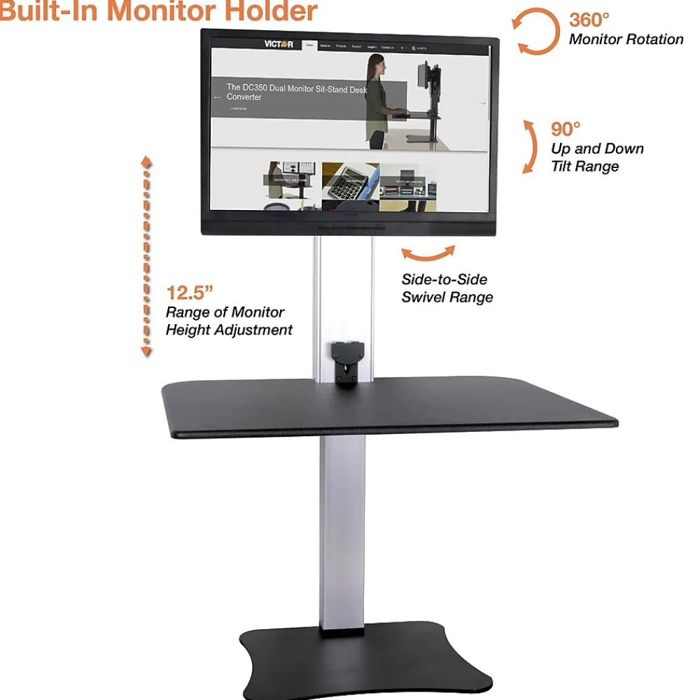 Standing Desks*Victor Technology 28" W High Rise™ Electric Single Monitor Standing Desk, Laminate Wood (DC400)