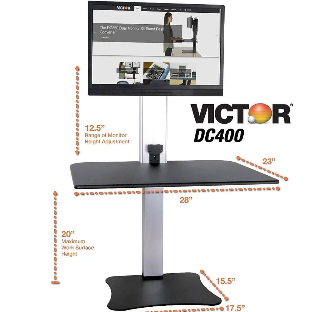Standing Desks*Victor Technology 28" W High Rise™ Electric Single Monitor Standing Desk, Laminate Wood (DC400)
