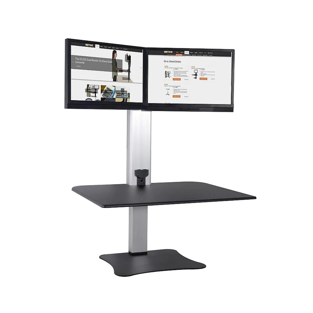Standing Desks*Victor Technology 28" W High Rise™ Electric Dual Monitor Standing Desk, Laminate Wood (DC450)