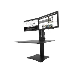 Discount Victor Technology High Rise™ Manual Dual Monitor Standing Desk, 28" W, Laminate Wood (DC350)